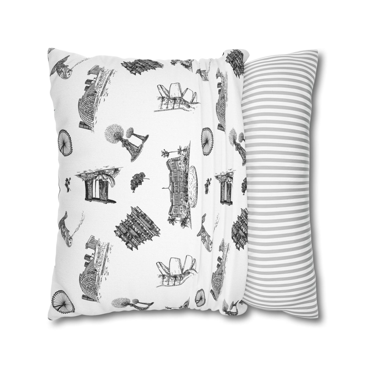 Singapore Heritage Landmarks Spun Polyester Square Cushion Cover Pillow Case