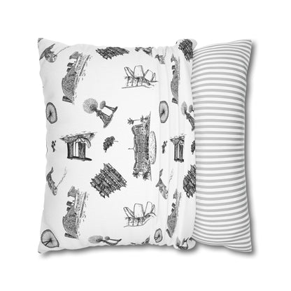 Singapore Heritage Landmarks Spun Polyester Square Cushion Cover Pillow Case