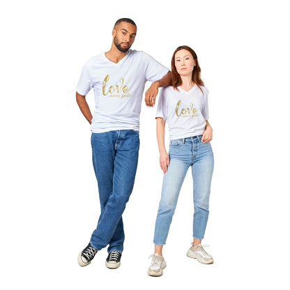 Love Never Fails Premium Unisex V-Neck T-shirt | Unique Christian Gift & Apparel