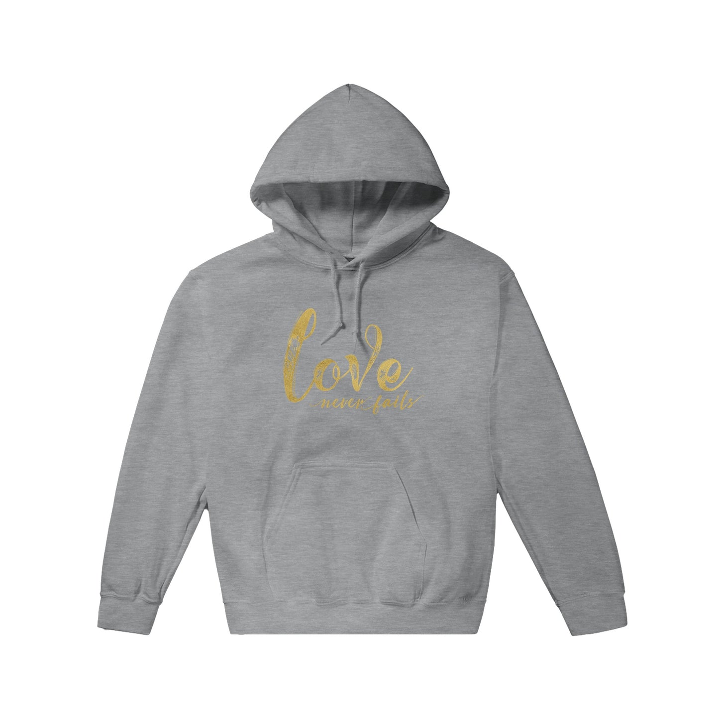 Love Never Fails Classic Unisex Pullover Hoodie | Inspirational Christian Gift & Apparel