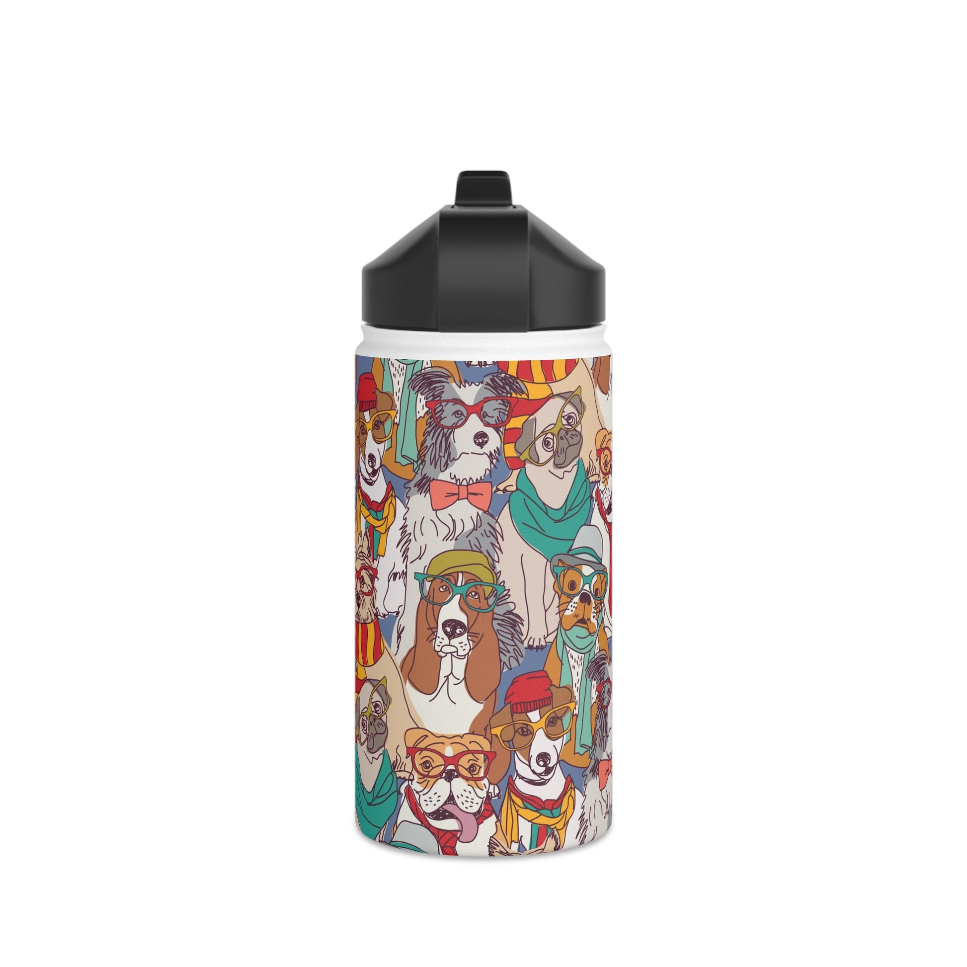 Hipster Dogs Fashion 12oz Stainless Steel Water Bottle | Unique Gifts For Pet Lovers