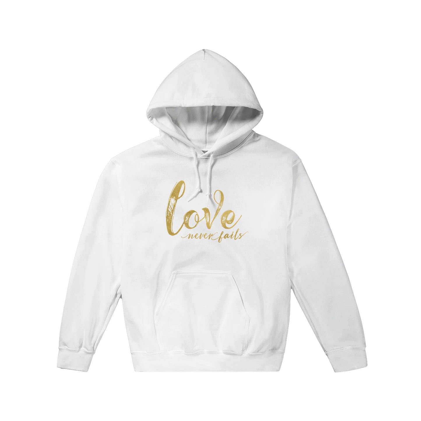 Love Never Fails Classic Unisex Pullover Hoodie | Inspirational Christian Gift & Apparel