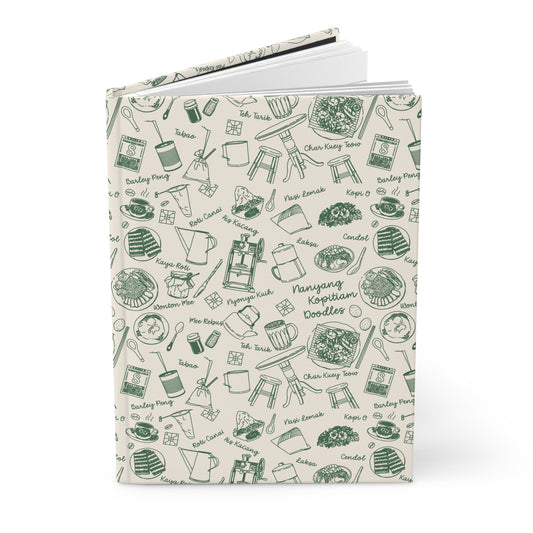 Singapore Heritage Nanyang Coffeeshop Doodles Matte Hardcover Notebook Journal