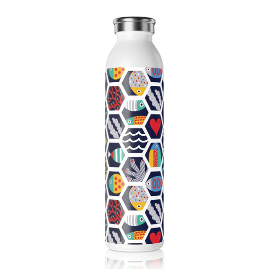 Colourful Fish World Slim Water Bottle, 20oz | Unique Gifts For Any Occasion