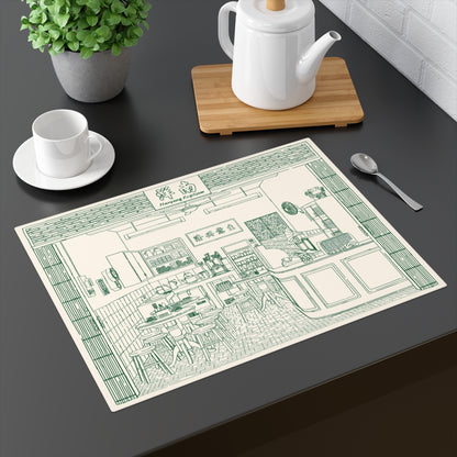 Heritage Nanyang Kopitiam Coffeeshop Interior - Placemat, 1pc