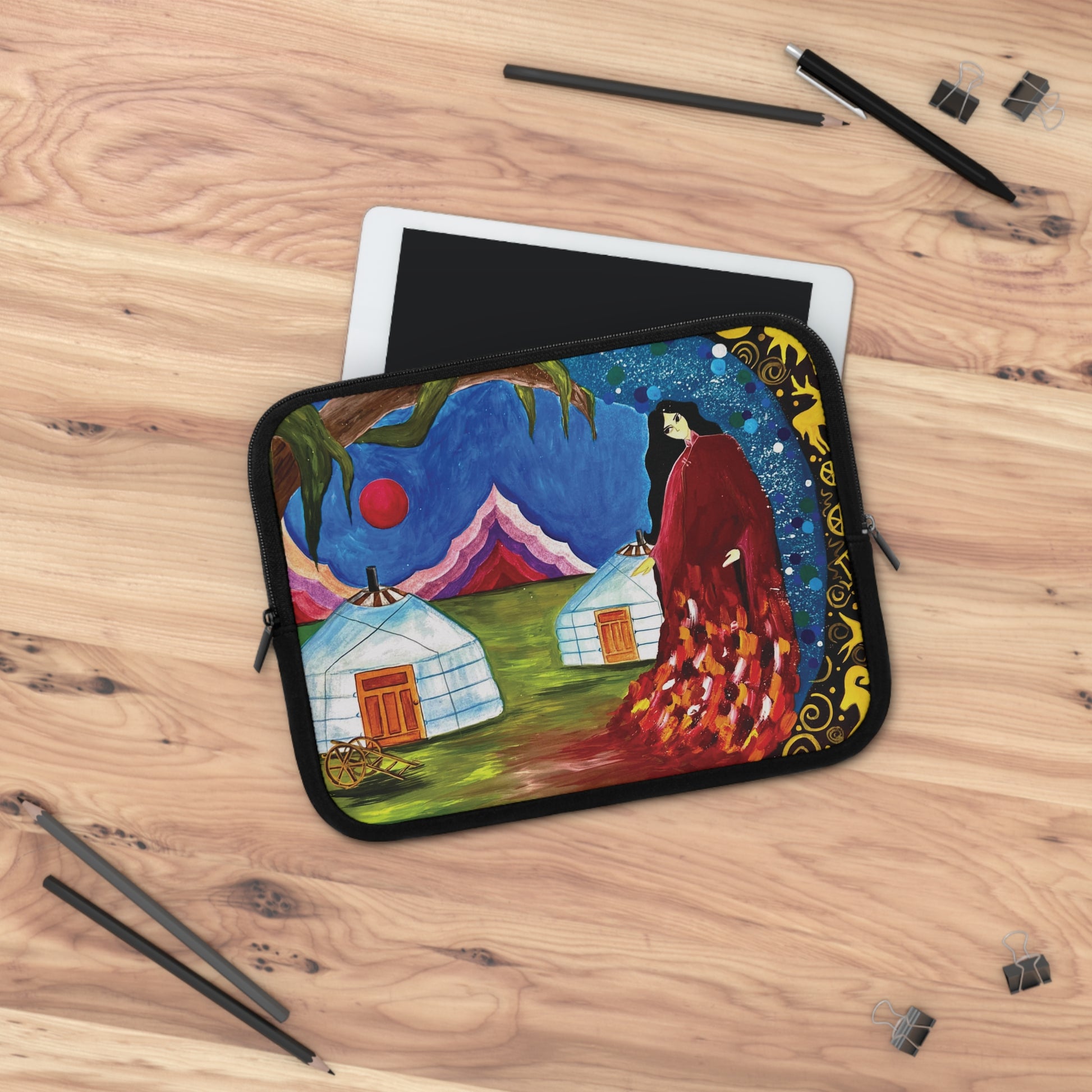 Art of Love Collection - Mongolia, Land of Dreams & Adventure "A Yurt Story" Laptop Sleeve (Sizes 7”, 10”, 13”, 15”, 17”) - THE LITTLE BIG TREE