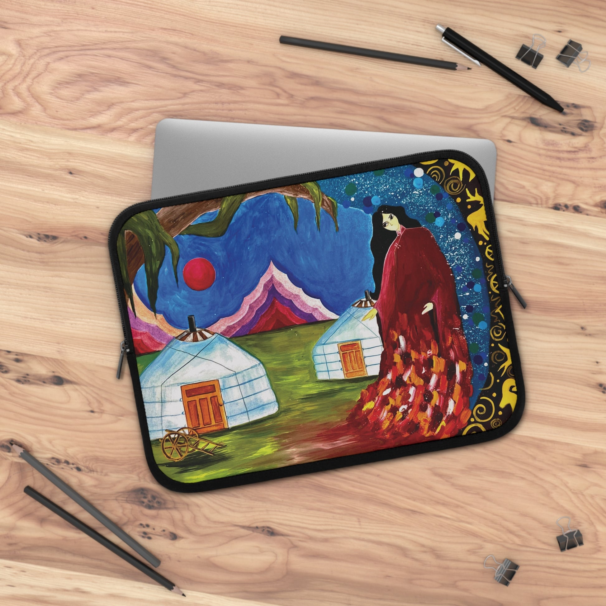 Art of Love Collection - Mongolia, Land of Dreams & Adventure "A Yurt Story" Laptop Sleeve (Sizes 7”, 10”, 13”, 15”, 17”) - THE LITTLE BIG TREE