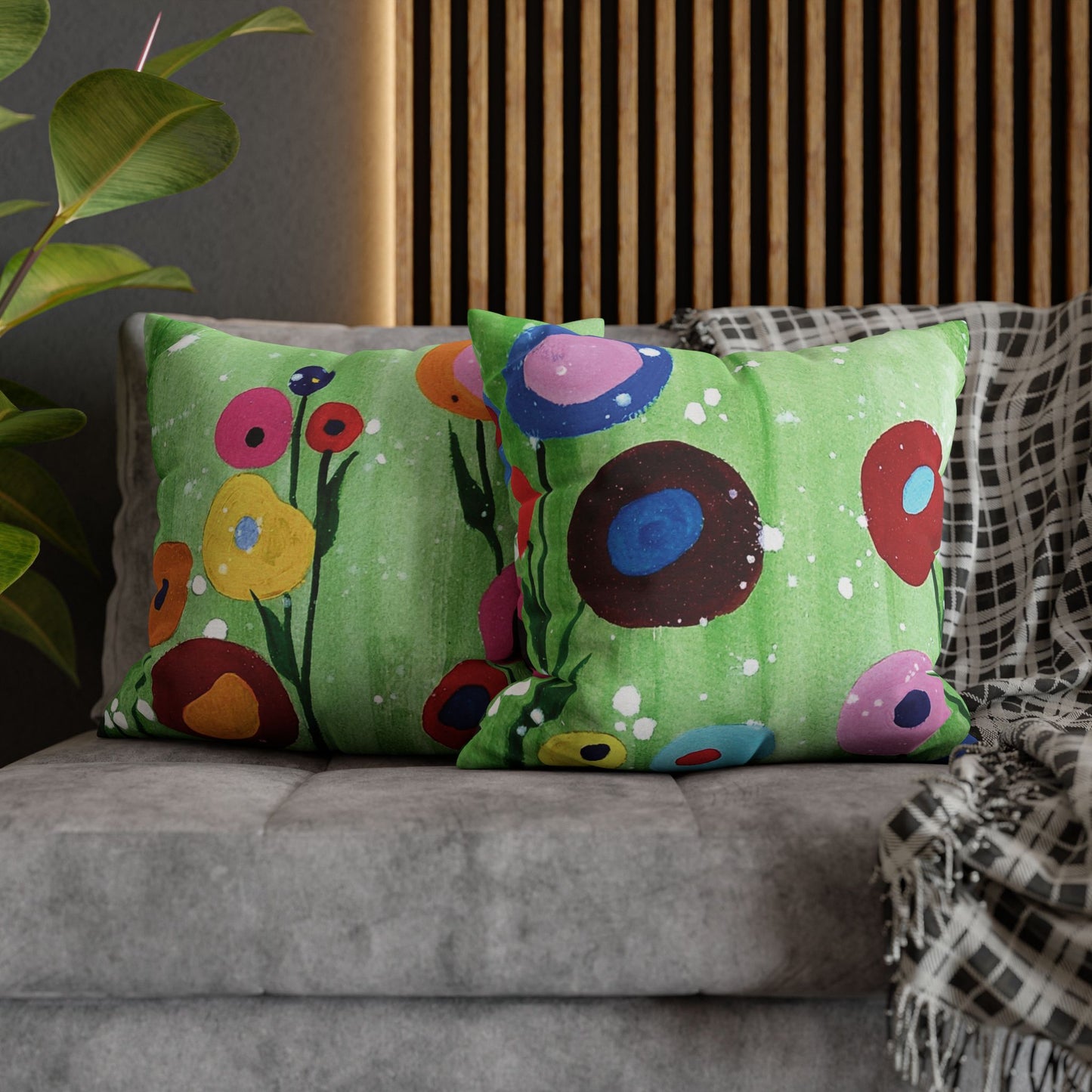 Art of Love Collection - Mongolia, Land of Dreams & Adventure "Colourful Spring" Spun Polyester Square Cushion Cover Pillow Case - THE LITTLE BIG TREE