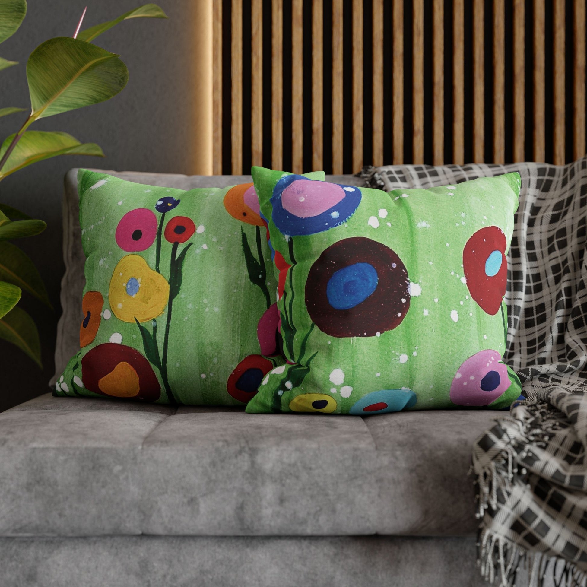 Art of Love Collection - Mongolia, Land of Dreams & Adventure "Colourful Spring" Spun Polyester Square Cushion Cover Pillow Case - THE LITTLE BIG TREE