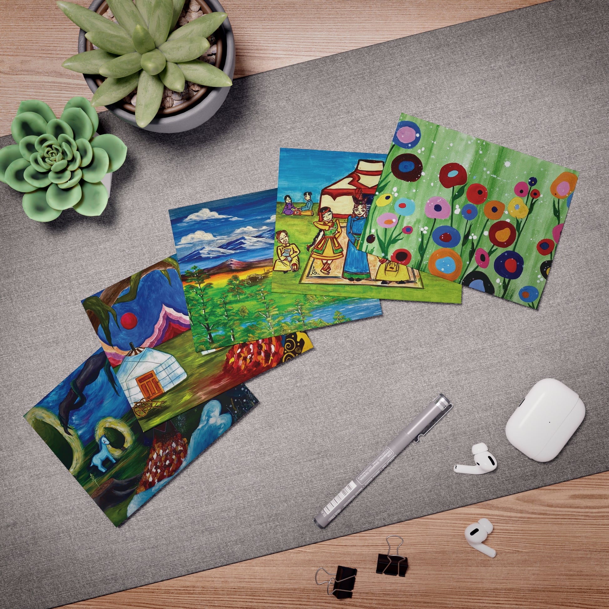 Art of Love Collection - Mongolia, Land of Dreams & Adventure Multi-Design Greeting Cards (5-Pack) - Set A - THE LITTLE BIG TREE