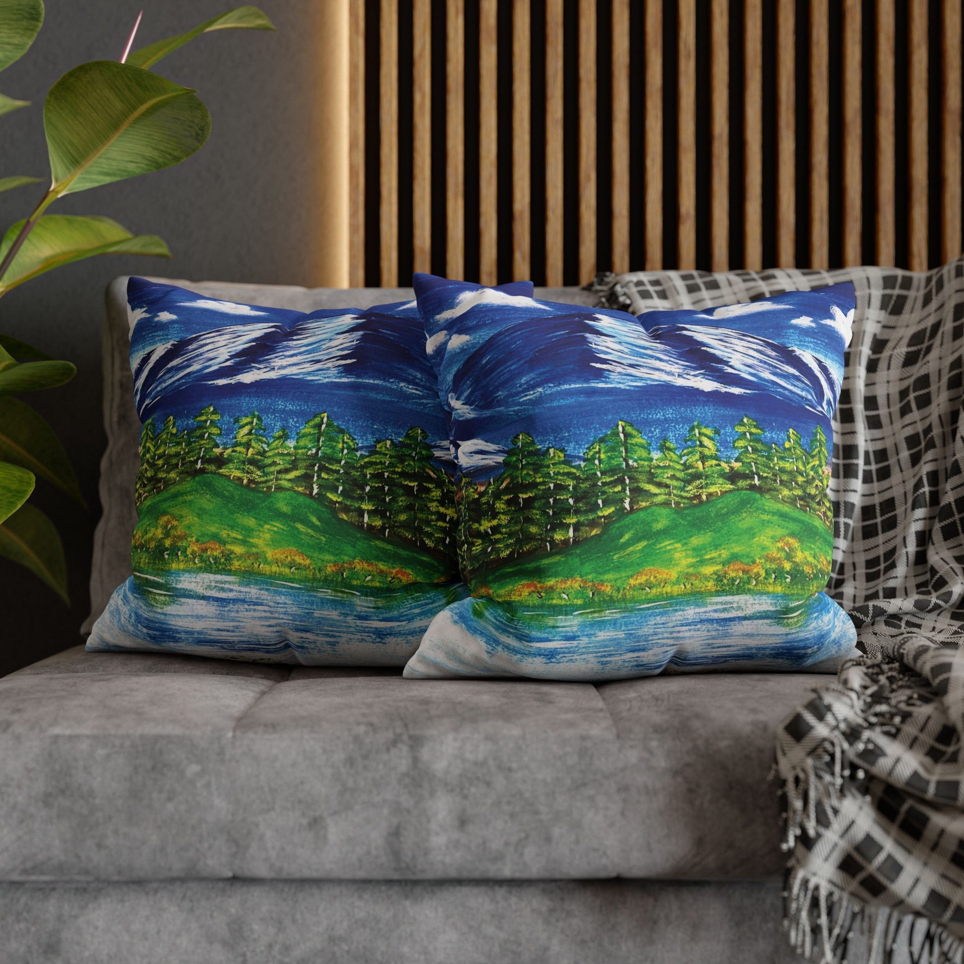 Art of Love Collection - Mongolia, Land of Dreams & Adventure  "Serenity of Mongolia" Spun Polyester Square Cushion Cover Pillow Case - THE LITTLE BIG TREE
