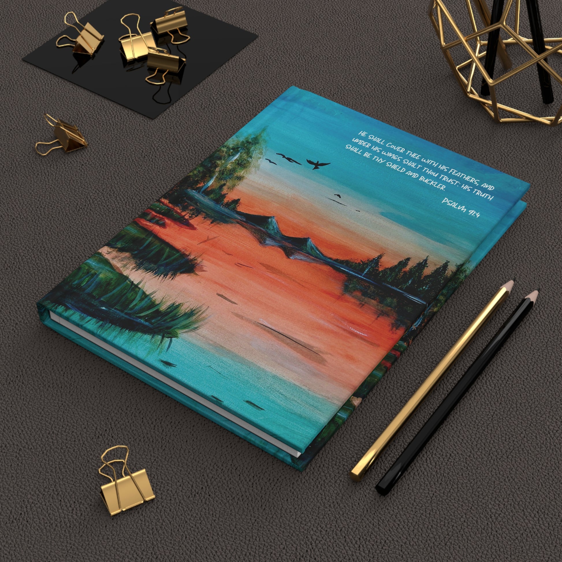 Art of Love Collection - Mongolia, Land of Dreams & Adventure “Waters of Mongolia” Matte Hardcover Notebook Journal (Psalm 91:4 Bible Verse) - THE LITTLE BIG TREE