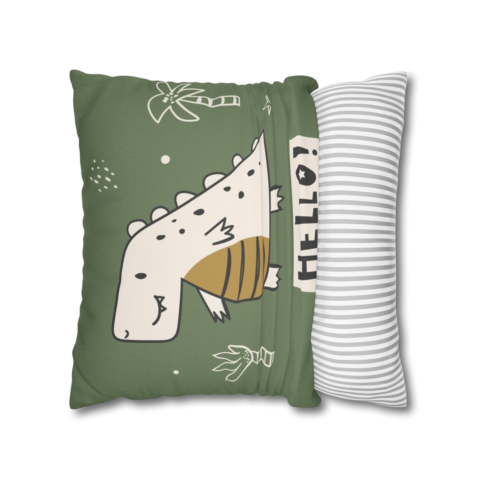 Cute Dino Spun Polyester Square Cushion Cover Pillow Case - THE LITTLE BIG TREE