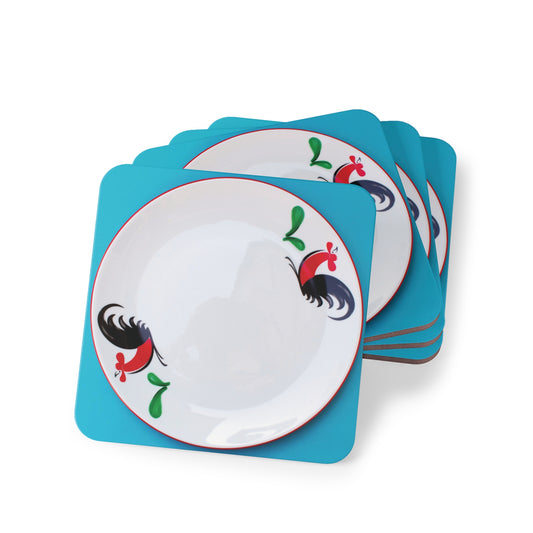 Rooster Ceramic Plate Coasters Set (4pcs) - THE LITTLE BIG TREE