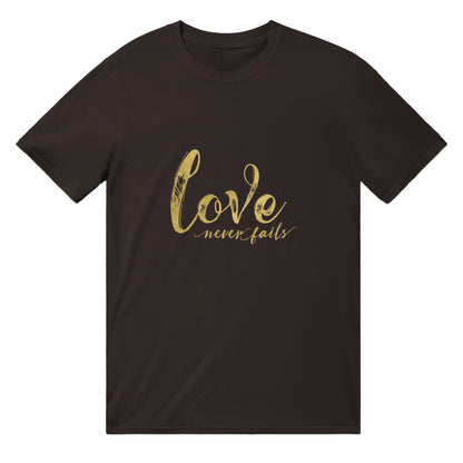 Love Never Fails - Classic Unisex Crewneck T-shirt | Unique Christian Gift & Apparel