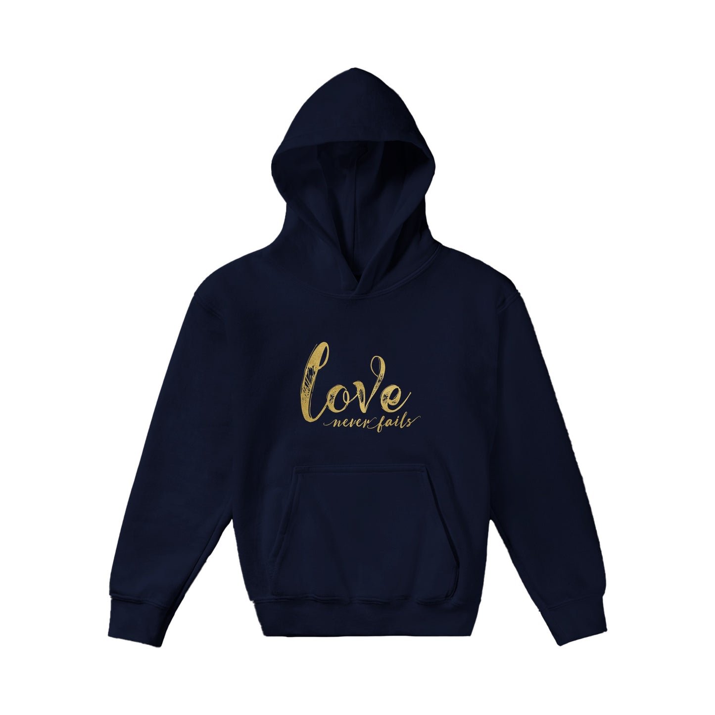 Love Never Fails Classic Kids Pullover Hoodie | Inspirational Christian Gift, Kidswear & Apparel