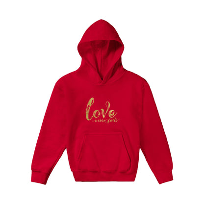 Love Never Fails Classic Kids Pullover Hoodie | Inspirational Christian Gift, Kidswear & Apparel