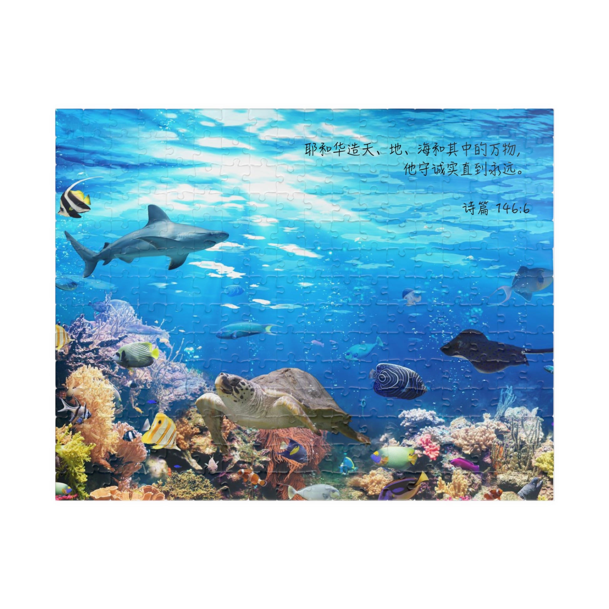 He Is The Creator of Heaven & Earth (Psalm 146:6 Simplified Chinese bible verse) - Jigsaw Puzzle ( 252, 500, 1014-piece) | Inspirational Christian Gift  耶和华造天地万物拼图游戏基督教礼品