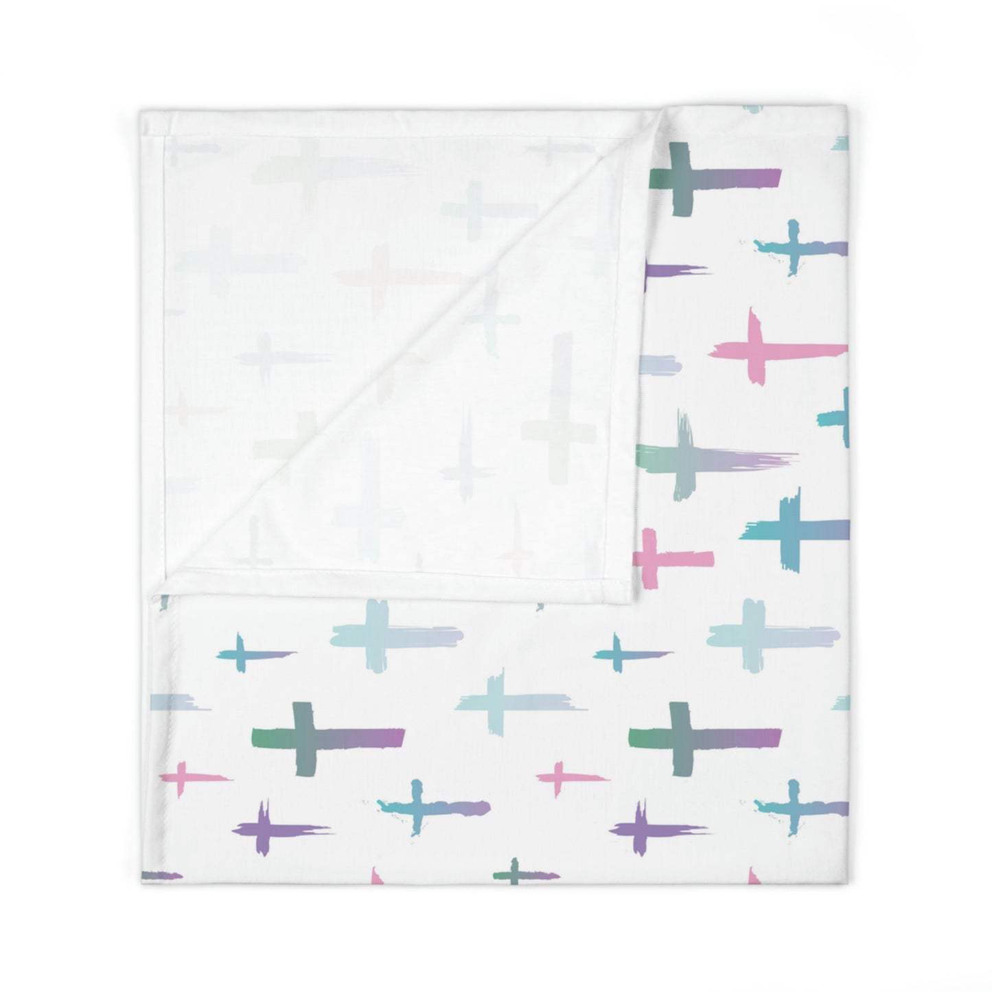 Colourful Watercolour Cross Print - Baby Swaddle Blanket | Inspirational Christian Gift