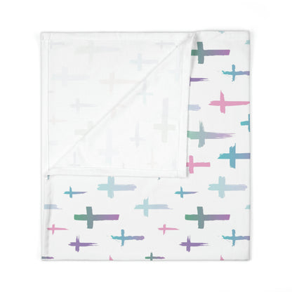 Colourful Watercolour Cross Print - Baby Swaddle Blanket | Inspirational Christian Gift