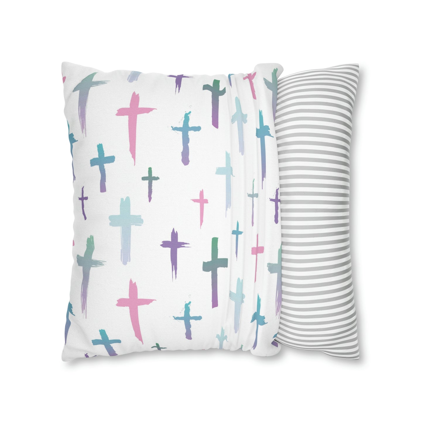 Colourful Watercolour Cross Print - Spun Polyester Square Cushion Cover Pillow Case