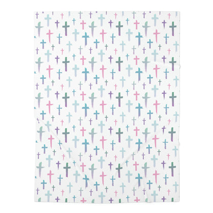 Colourful Watercolour Cross Print - Baby Swaddle Blanket | Inspirational Christian Gift