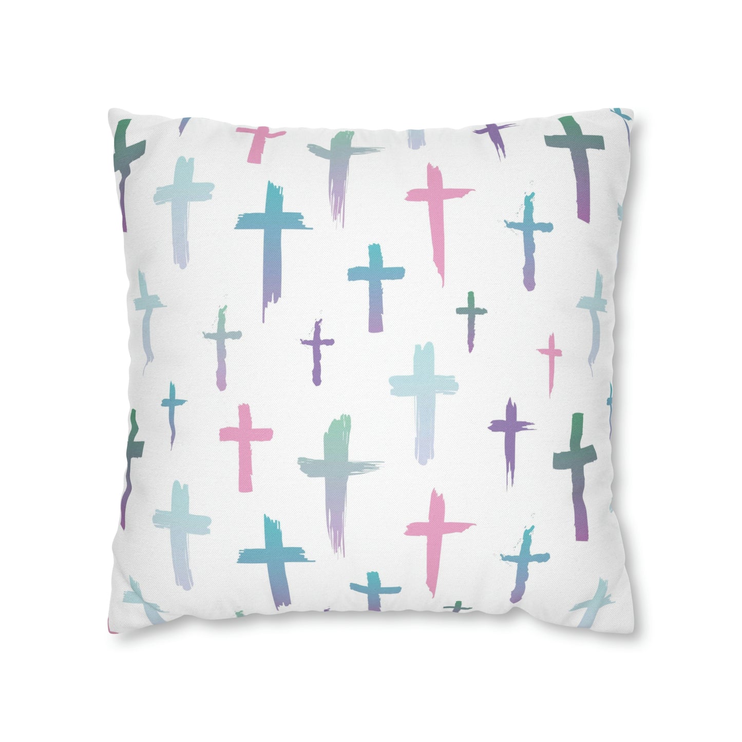 Colourful Watercolour Cross Print - Spun Polyester Square Cushion Cover Pillow Case