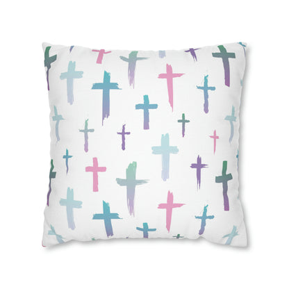 Colourful Watercolour Cross Print - Spun Polyester Square Cushion Cover Pillow Case