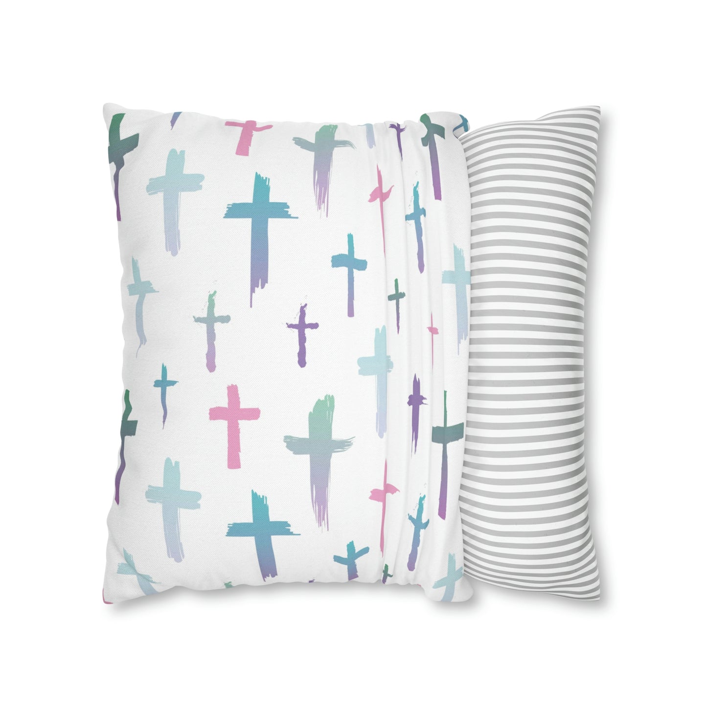 Colourful Watercolour Cross Print - Spun Polyester Square Cushion Cover Pillow Case